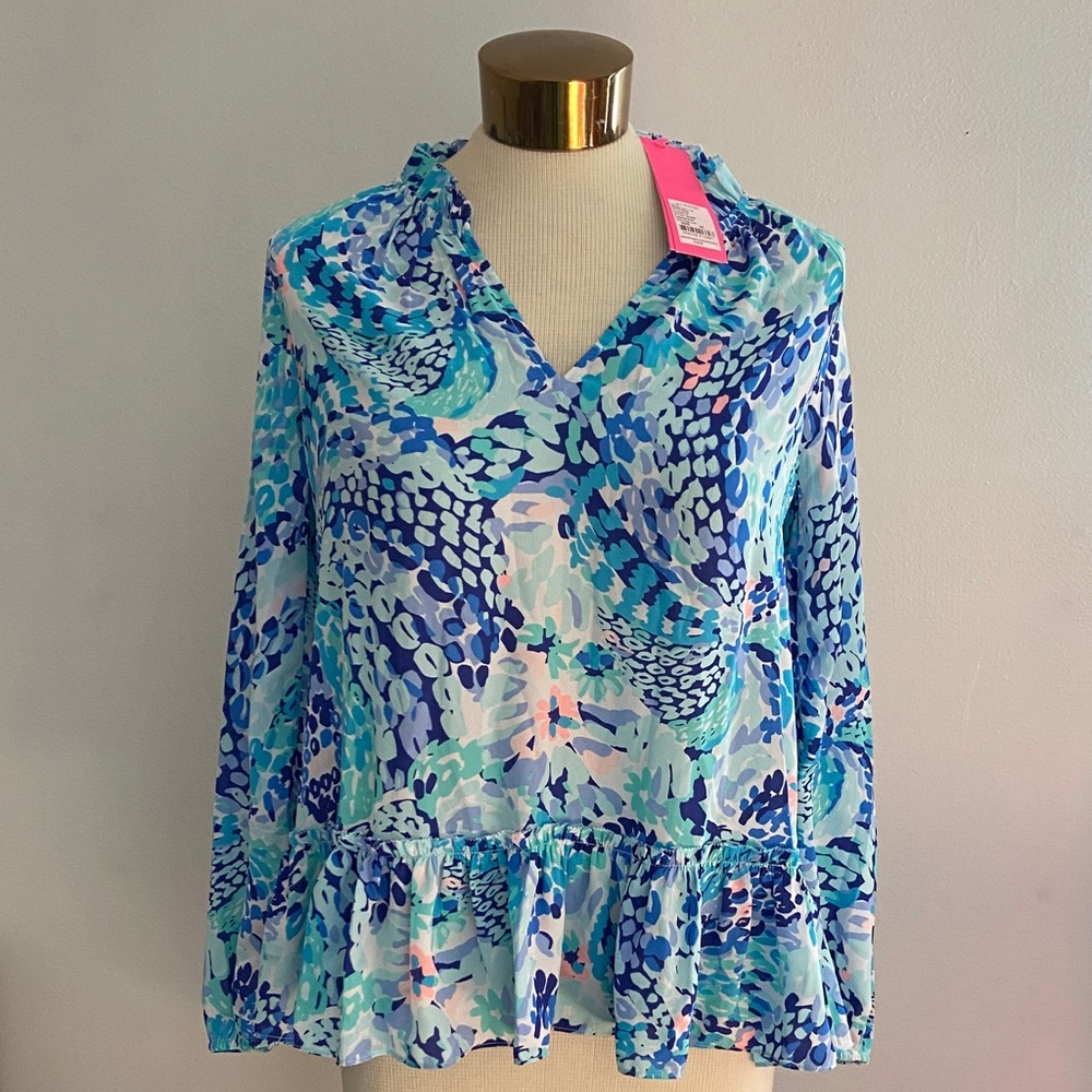NWT Lilly Pulitzer Savanna Top Turquoise Oasis Wave After Wave